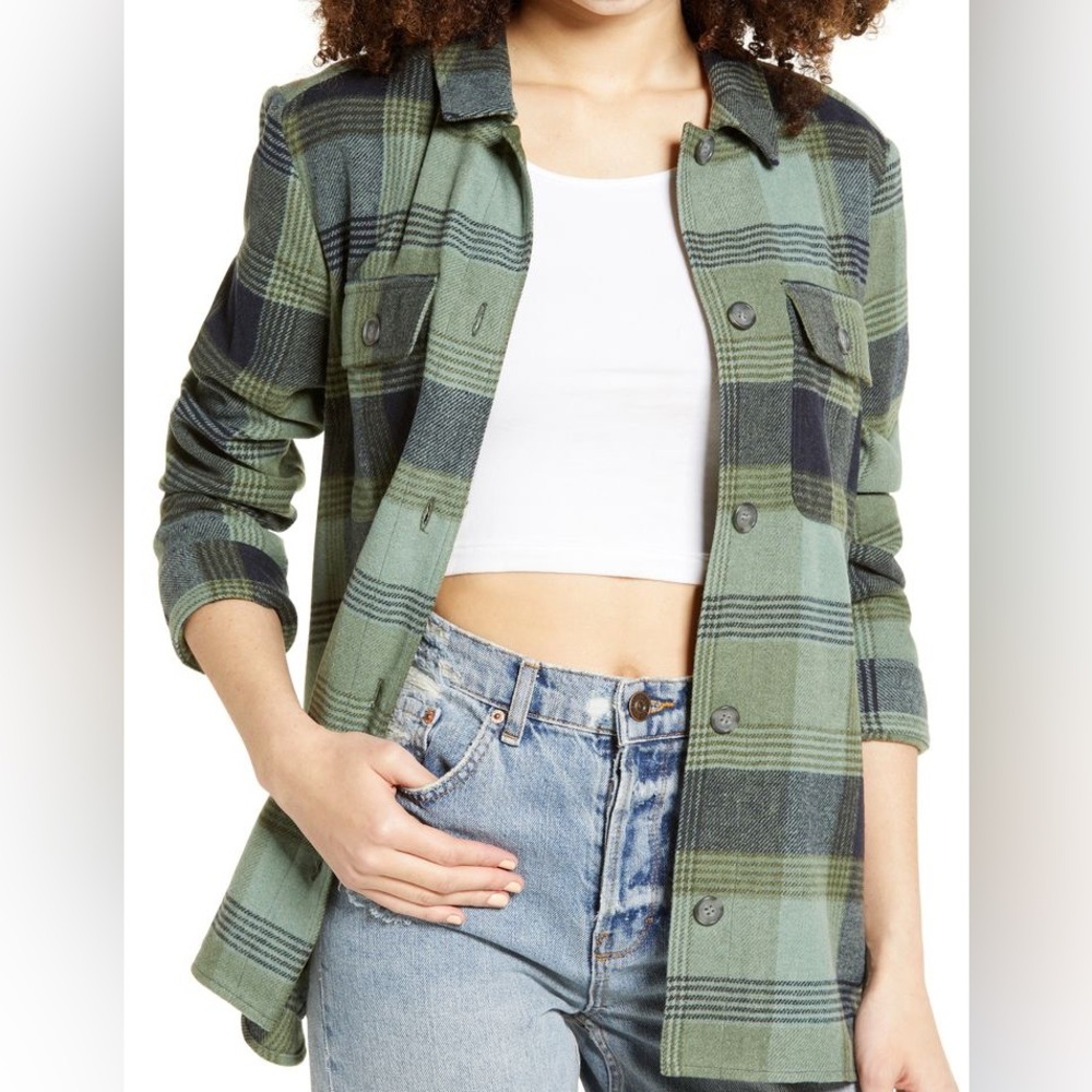 bp Green and Black Lightweight Shirt Jacket